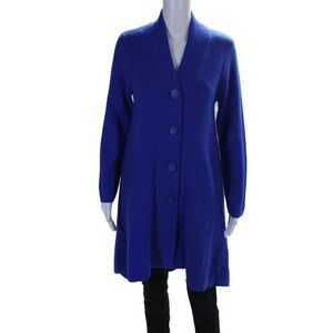 Lindi Womens Knit Buttons V-neck Long Cardigan Sweater Royal Blue Size XS